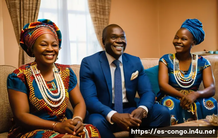 콩고 공화국에서 인기 있는 텔레비전 프로그램 - **Prompt:** A multi-generational Congolese family (grandparents, parents, and two children, all full...