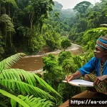 Home 19 콩고 공화국의 환경 보호 정책 - A vibrant tropical rainforest scene in the Republic of Congo showcasing diverse wildlife including c...
