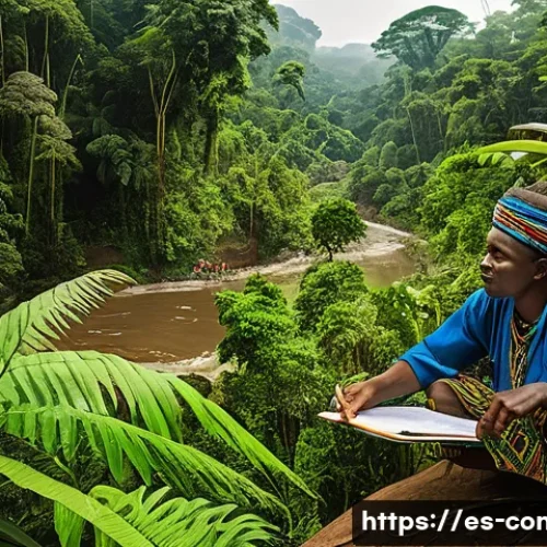 Home 31 콩고 공화국의 환경 보호 정책 - A vibrant tropical rainforest scene in the Republic of Congo showcasing diverse wildlife including c...